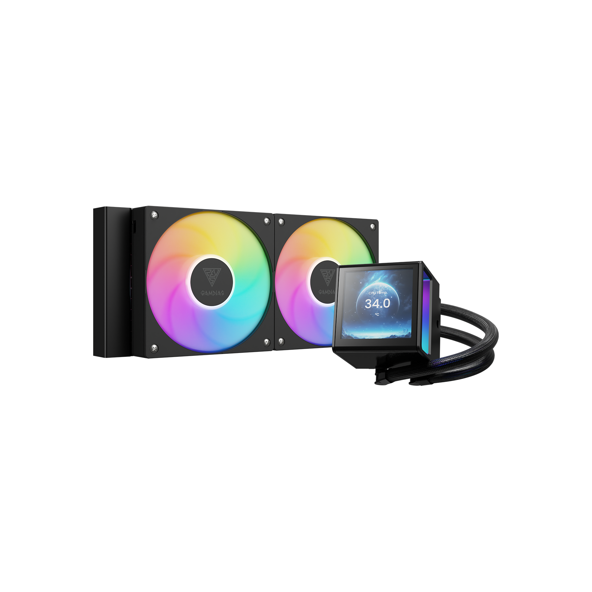 GAMDIAS CHIONE P5-240 ARGB Liquid Cooler with IPS LCD Display - Black GAMDIAS CHIONE P5-240 ARGB Liquid Cooler with IPS LCD Display - Black